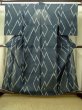 Photo1: M0818D Vintage Japanese women   Navy Blue HITOE unlined / Silk.  Arrow feathers pattern  (Grade D) (1)