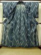 Photo2: M0818D Vintage Japanese women   Navy Blue HITOE unlined / Silk.  Arrow feathers pattern  (Grade D) (2)