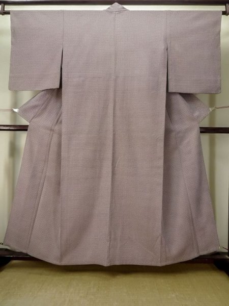 Photo1: M0818E Vintage Japanese women   Purple HITOE unlined / Silk. Dapple pattern   (Grade C) (1)