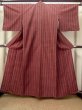 Photo1: Mint M0818L Vintage Japanese women   Red HITOE unlined / Wool. Stripes   (Grade A) (1)