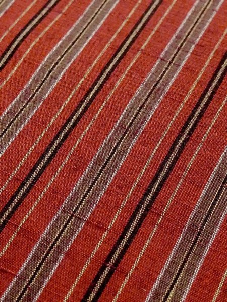 Photo7: Mint M0818L Vintage Japanese women   Red HITOE unlined / Wool. Stripes   (Grade A) (7)
