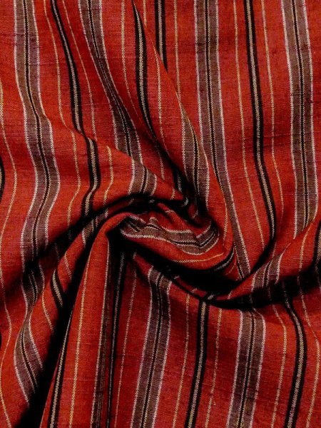 Photo9: Mint M0818L Vintage Japanese women   Red HITOE unlined / Wool. Stripes   (Grade A) (9)