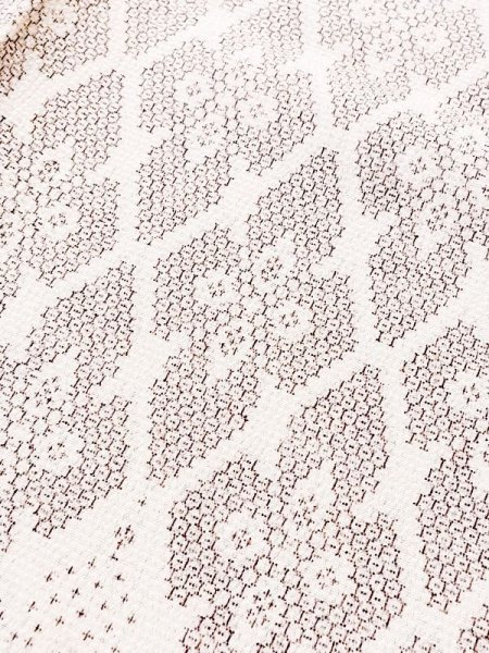 Photo7: M0818M Vintage Japanese women  Grayish Red HITOE unlined / Silk. Diamond-shaped flowers,   (Grade C) (7)