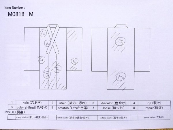 Photo11: M0818M Vintage Japanese women  Grayish Red HITOE unlined / Silk. Diamond-shaped flowers,   (Grade C) (11)