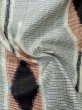 Photo9: M0818P Vintage Japanese women   Black HITOE unlined / Silk. Plaid Checks Arrow feathers pattern  (Grade C) (9)
