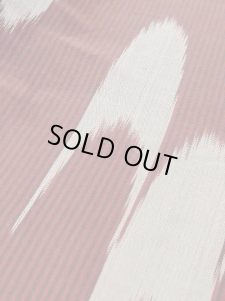 Photo7: M0818U Antique Japanese women   Dark Red HITOE unlined / Silk. Stripes,   (Grade D) (7)