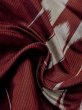 Photo9: M0818U Antique Japanese women   Dark Red HITOE unlined / Silk. Stripes,   (Grade D) (9)