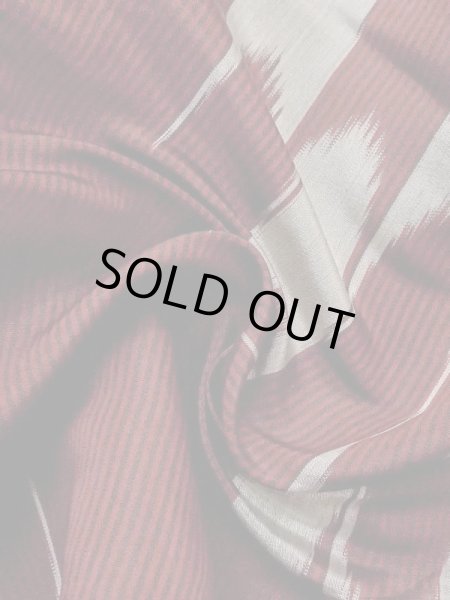 Photo9: M0818U Antique Japanese women   Dark Red HITOE unlined / Silk. Stripes,   (Grade D) (9)