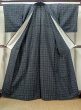 Photo2: M0818X Vintage Japanese women  Dark Navy Blue HITOE unlined / Wool. Plaid Checks   (Grade C) (2)
