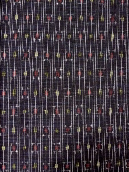 Photo3: M0818X Vintage Japanese women  Dark Navy Blue HITOE unlined / Wool. Plaid Checks   (Grade C) (3)