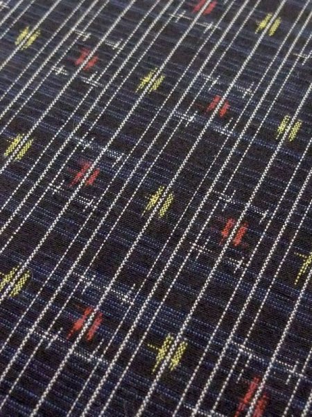 Photo8: M0818X Vintage Japanese women  Dark Navy Blue HITOE unlined / Wool. Plaid Checks   (Grade C) (8)