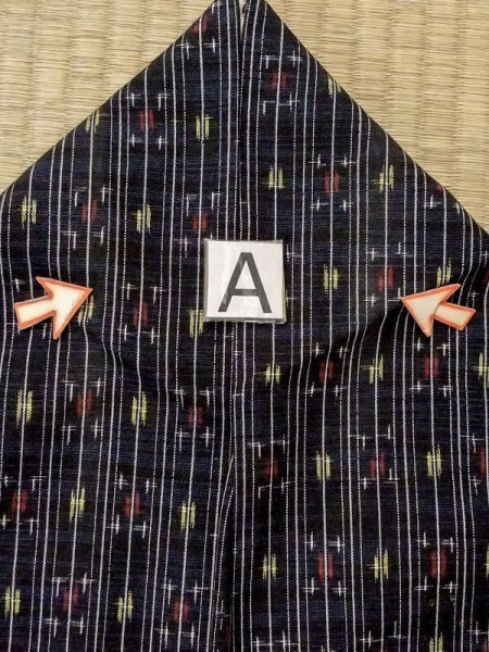 Photo12: M0818X Vintage Japanese women  Dark Navy Blue HITOE unlined / Wool. Plaid Checks   (Grade C) (12)