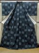 Photo2: M0818Y Vintage Japanese women   Navy Blue HITOE unlined / Silk. Quadrangle   (Grade C) (2)