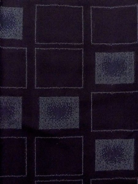 Photo4: M0818Y Vintage Japanese women   Navy Blue HITOE unlined / Silk. Quadrangle   (Grade C) (4)