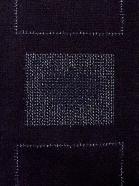 Photo5: M0818Y Vintage Japanese women   Navy Blue HITOE unlined / Silk. Quadrangle   (Grade C) (5)