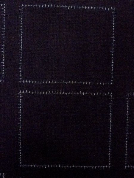 Photo6: M0818Y Vintage Japanese women   Navy Blue HITOE unlined / Silk. Quadrangle   (Grade C) (6)