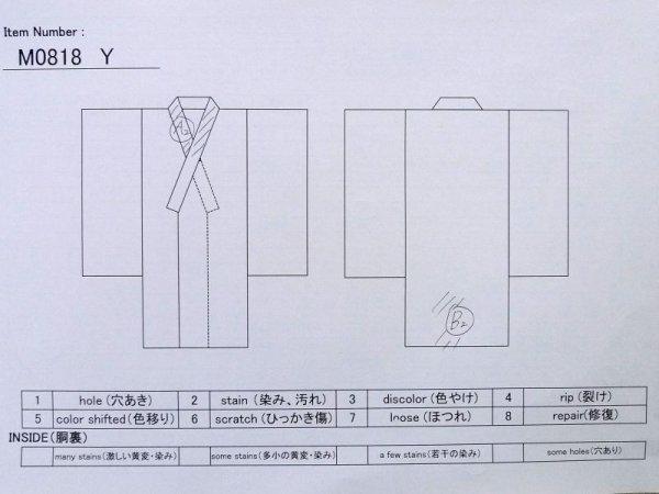 Photo11: M0818Y Vintage Japanese women   Navy Blue HITOE unlined / Silk. Quadrangle   (Grade C) (11)