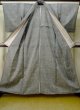 Photo2: M0818Z Vintage Japanese women   Gray HITOE unlined / Wool. Cross   (Grade C) (2)