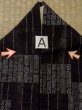 Photo12: M0819A Used Japanese women   Black HITOE unlined / Wool. Stripes,   (Grade C) (12)
