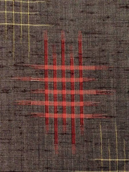 Photo5: M0819B Used Japanese women Dark  Gray HITOE unlined / Wool. Abstract pattern   (Grade C) (5)