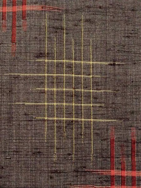 Photo6: M0819B Used Japanese women Dark  Gray HITOE unlined / Wool. Abstract pattern   (Grade C) (6)