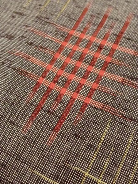 Photo7: M0819B Used Japanese women Dark  Gray HITOE unlined / Wool. Abstract pattern   (Grade C) (7)