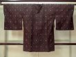 Photo2: Mint M0829A Vintage Japanese women  Dark Dark Red OSHIMA-TSUMUGI / Silk. Abstract pattern   (Grade A) (2)