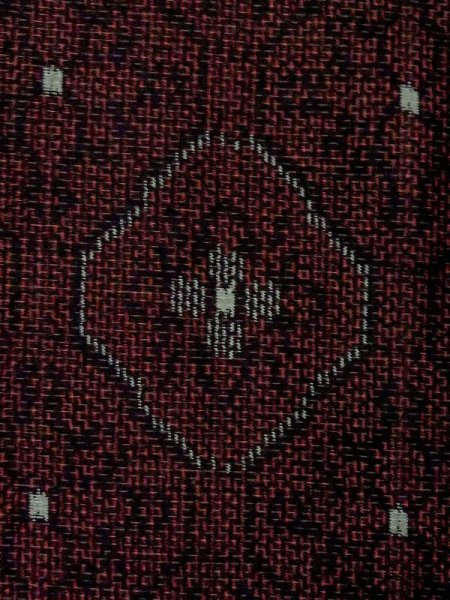 Photo4: Mint M0829A Vintage Japanese women  Dark Dark Red OSHIMA-TSUMUGI / Silk. Abstract pattern   (Grade A) (4)