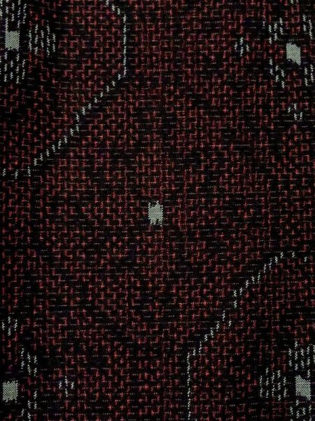 Photo5: Mint M0829A Vintage Japanese women  Dark Dark Red OSHIMA-TSUMUGI / Silk. Abstract pattern   (Grade A) (5)