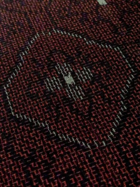 Photo6: Mint M0829A Vintage Japanese women  Dark Dark Red OSHIMA-TSUMUGI / Silk. Abstract pattern   (Grade A) (6)