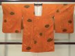 Photo1: M0829B Vintage Japanese women   Orange MICHIYUKI outer coat / Silk. Flower,   (Grade C) (1)