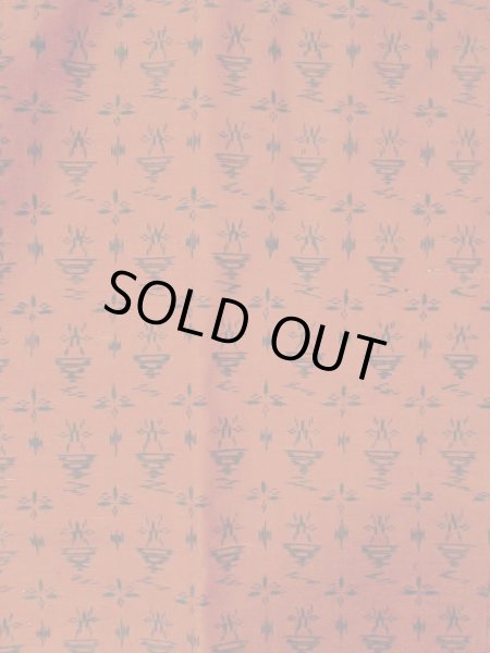 Photo3: M0829C Vintage Japanese women   Vermilion MICHIYUKI outer coat / Silk. Abstract pattern   (Grade C) (3)