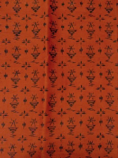 Photo4: M0829C Vintage Japanese women   Vermilion MICHIYUKI outer coat / Silk. Abstract pattern   (Grade C) (4)