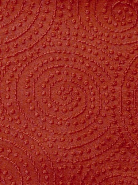 Photo5: M0829E Vintage Japanese women Dark Vivid Coral MICHIYUKI outer coat / Silk. Swirl,   (Grade C) (5)