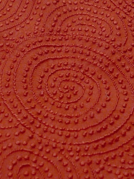 Photo7: M0829E Vintage Japanese women Dark Vivid Coral MICHIYUKI outer coat / Silk. Swirl,   (Grade C) (7)