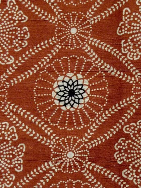 Photo5: M0829F Vintage Japanese women  Dark Vermilion MICHIYUKI outer coat / Silk. Flower,   (Grade C) (5)