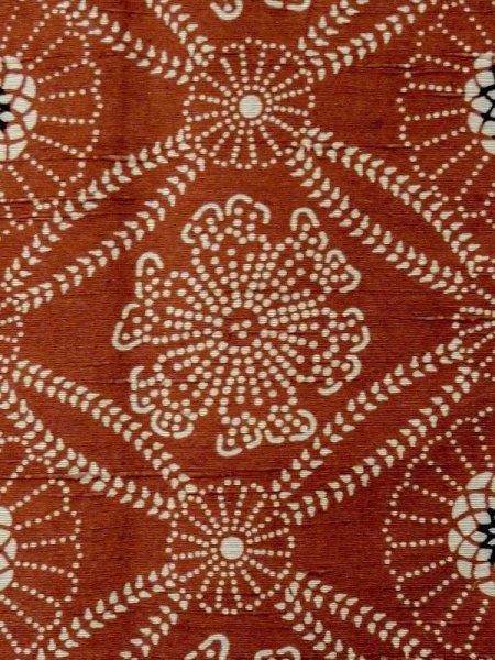 Photo6: M0829F Vintage Japanese women  Dark Vermilion MICHIYUKI outer coat / Silk. Flower,   (Grade C) (6)