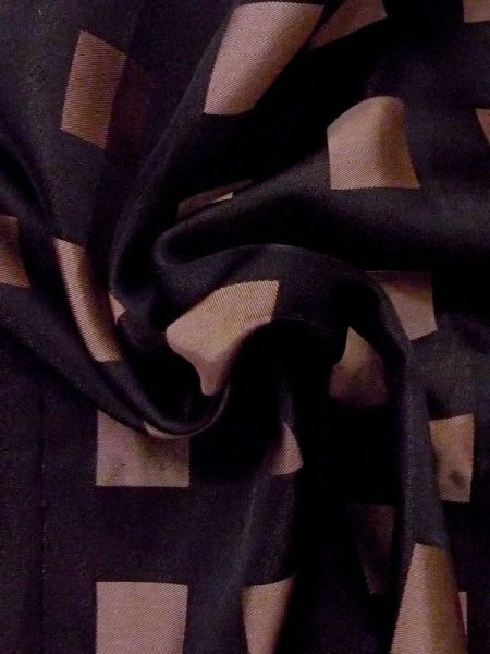 Photo10: M0829P Vintage Japanese women  Dark Brown Rain coat / Synthetic. Plaid Checks   (Grade B) (10)