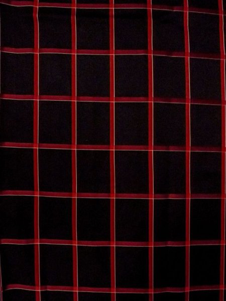 Photo3: M0829V Vintage Japanese women   Black Rain coat / Synthetic. Plaid Checks   (Grade D) (3)