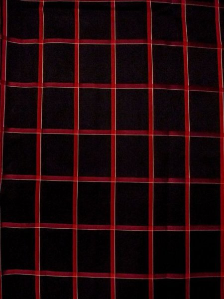 Photo4: M0829V Vintage Japanese women   Black Rain coat / Synthetic. Plaid Checks   (Grade D) (4)