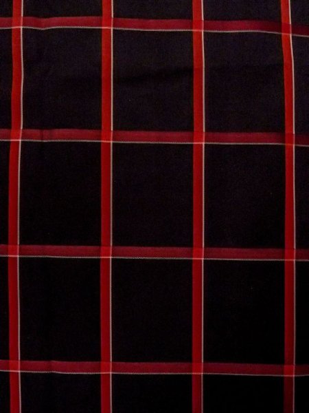 Photo5: M0829V Vintage Japanese women   Black Rain coat / Synthetic. Plaid Checks   (Grade D) (5)