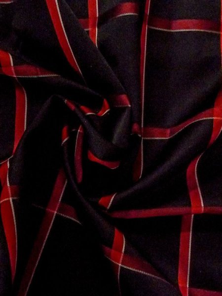 Photo9: M0829V Vintage Japanese women   Black Rain coat / Synthetic. Plaid Checks   (Grade D) (9)