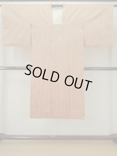 Photo1: M0829Y Vintage Japanese women   Golden Yellow MICHIYUKI outer coat / Synthetic. Curved lines,   (Grade C) (1)
