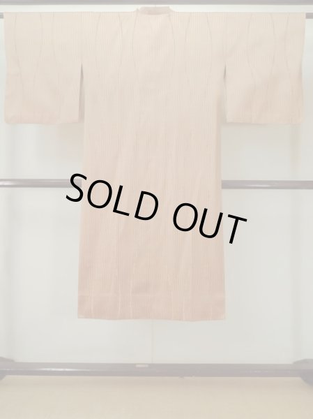 Photo2: M0829Y Vintage Japanese women   Golden Yellow MICHIYUKI outer coat / Synthetic. Curved lines,   (Grade C) (2)