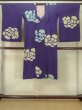 Photo1: M0830D Antique Japanese women  Vivid Purple MICHIYUKI outer coat / Silk. Peony,   (Grade D) (1)