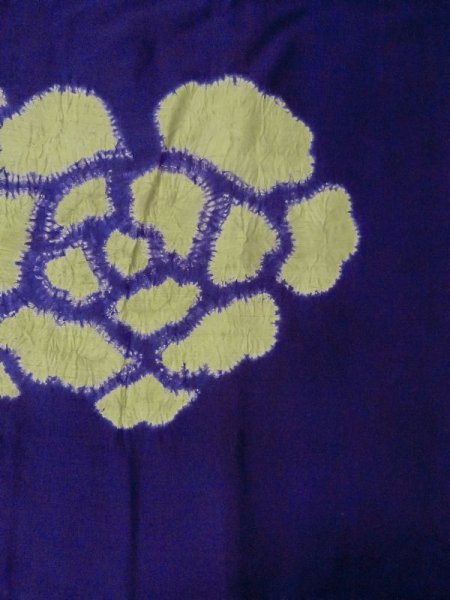 Photo3: M0830D Antique Japanese women  Vivid Purple MICHIYUKI outer coat / Silk. Peony,   (Grade D) (3)