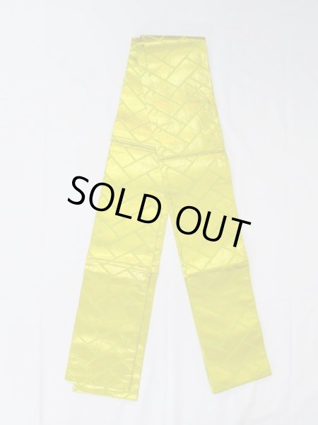 Photo1: M0901C Vintage Japanese Kimono   Gold HANHABA OBI half width sash Wickerworks Silk. (Grade B) (1)