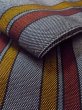 Photo6: Mint M0901D Vintage Japanese Kimono   Gray HANHABA OBI half width sash Stripes Wool. (Grade B) (6)