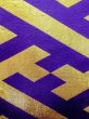 Photo2: M0901E Vintage Japanese Kimono  Shiny Purple HANHABA OBI half width sash Greek key fret Silk. (Grade B) (2)