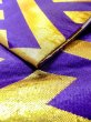 Photo6: M0901E Vintage Japanese Kimono  Shiny Purple HANHABA OBI half width sash Greek key fret Silk. (Grade B) (6)